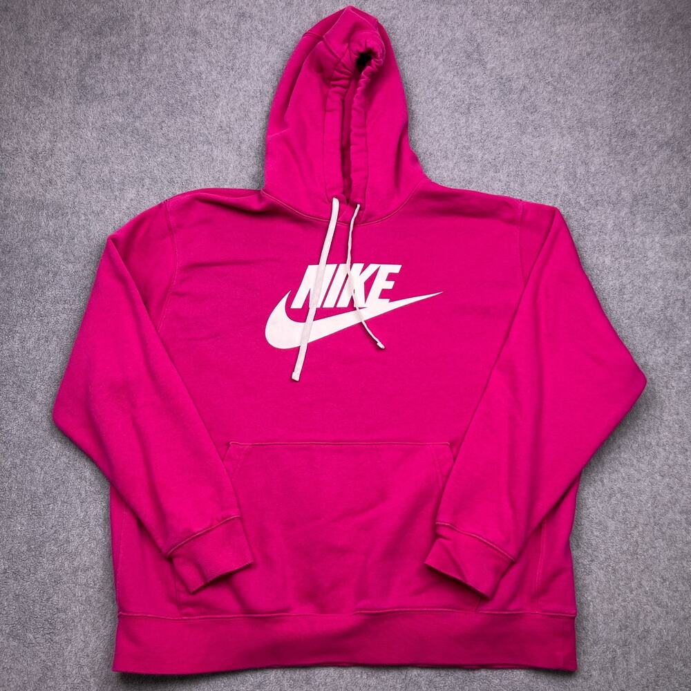 nike hoodie pink pullover drawstring sweatshirt long sleeve 2xl